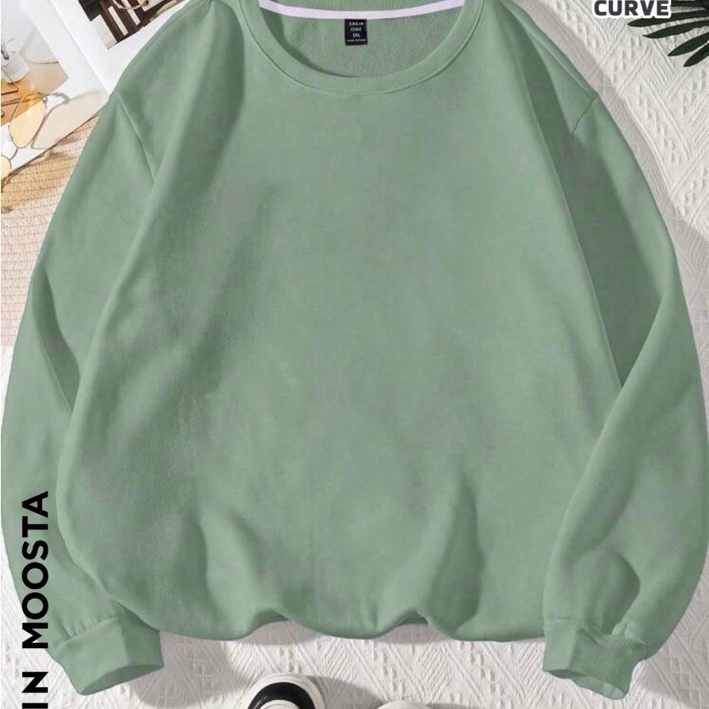 Women’s Solid Crew Neck Thermal Lined Sweatshirt